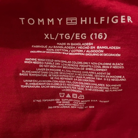 100% Cotton Tommy Hilfiger Red Short Sleeve Tee - Picture 6 of 6